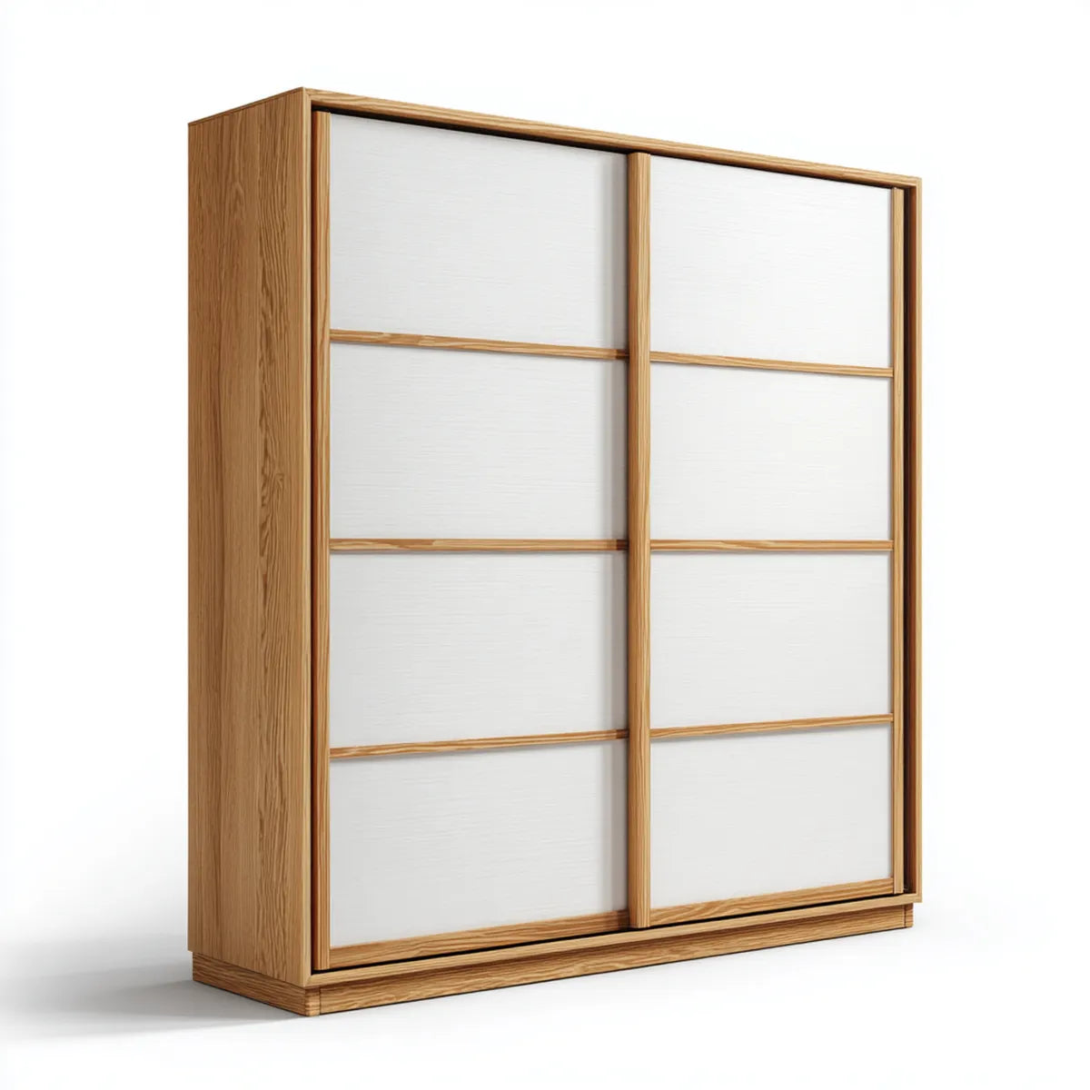 Armadio guardaroba a 2 ante scorrevoli bianco e rovere 180 x 60 x 220 cm in pannello di particelle rettangolare