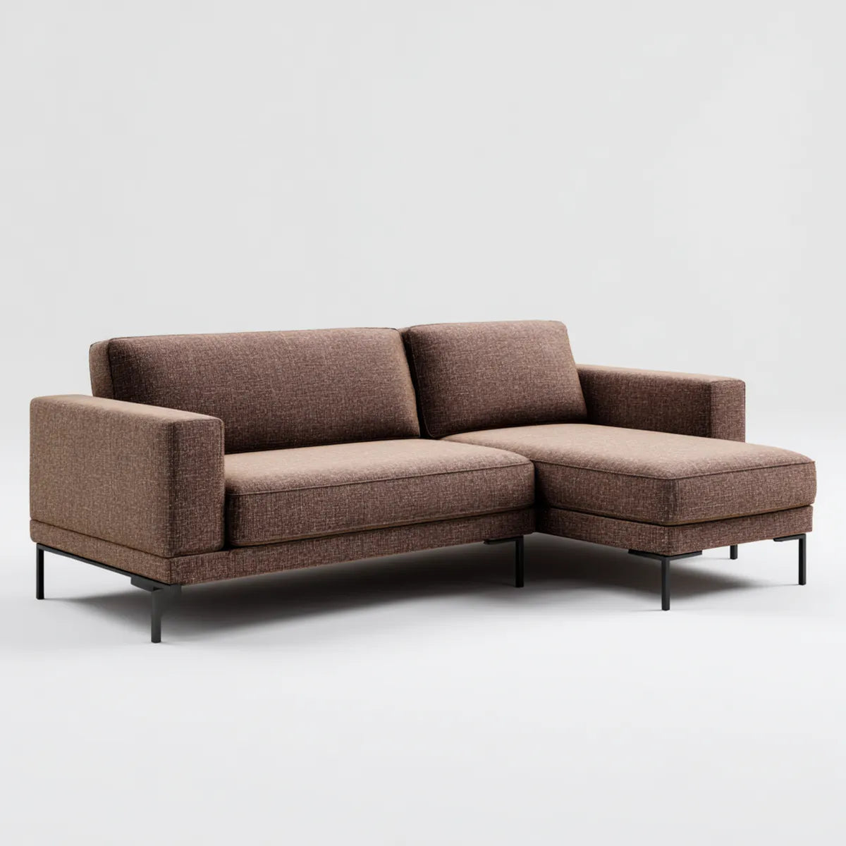 Divano angolare 3 posti marrone in poliestere a L 210 x 145 x 85 cm