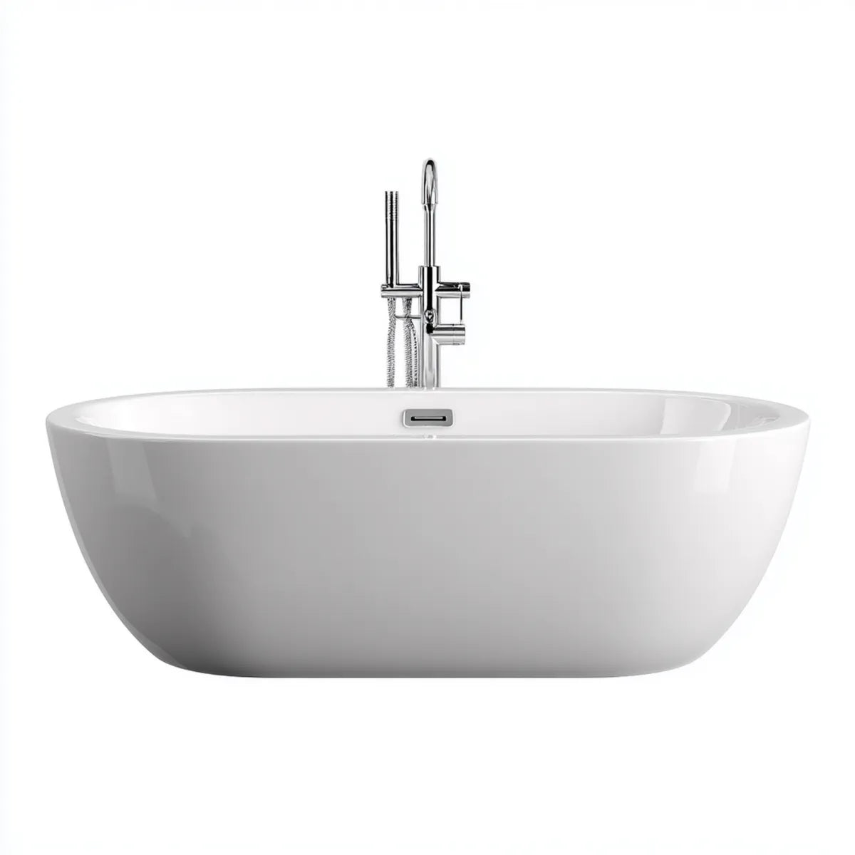 Vasca da bagno freestanding bianca 170 x 80 x 58 cm in acrilico sanitario ovale