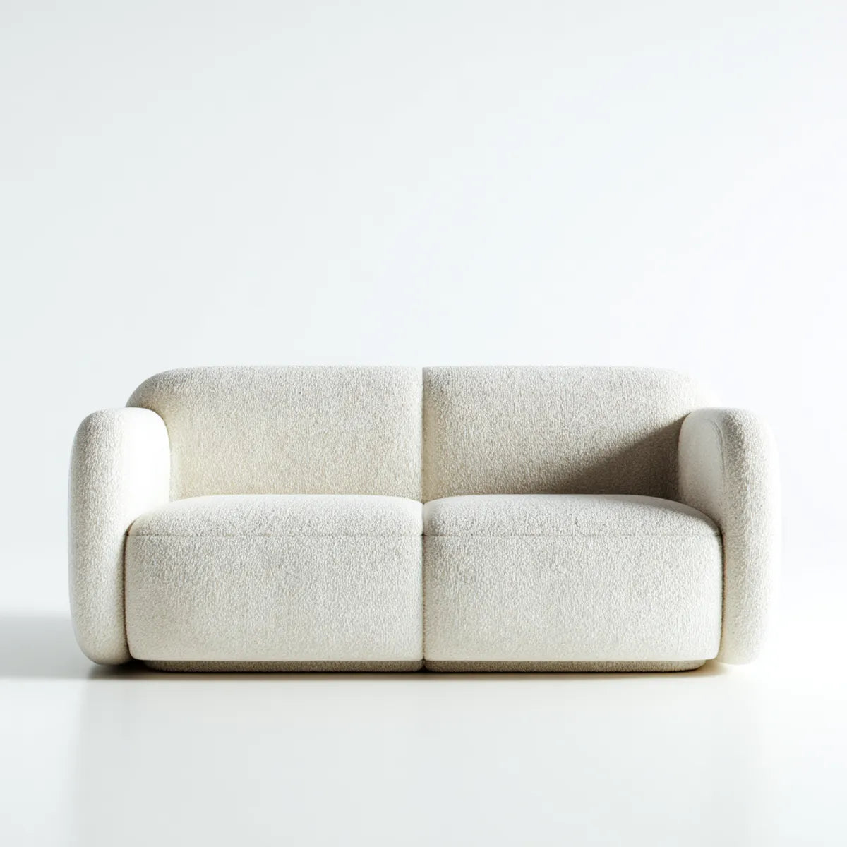 Divano 2 posti crema in poliestere bouclé con struttura rettangolare 160 x 90 x 70 cm