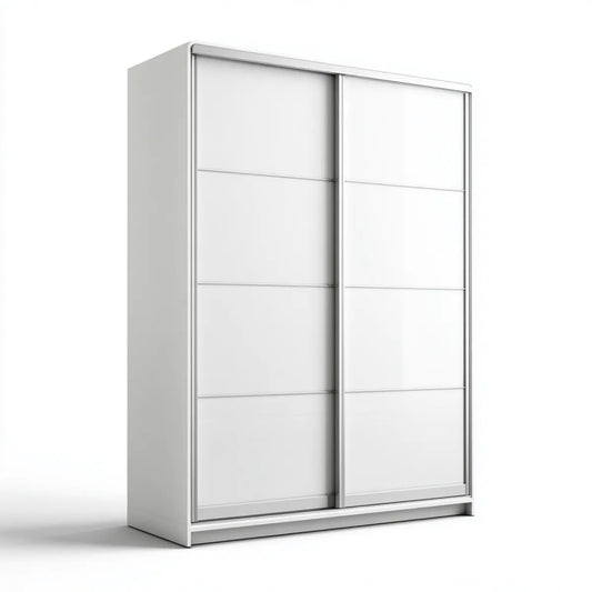 Armadio con ante scorrevoli bianco 150 x 60 x 200 cm in pannello truciolare nobilitato rettangolare