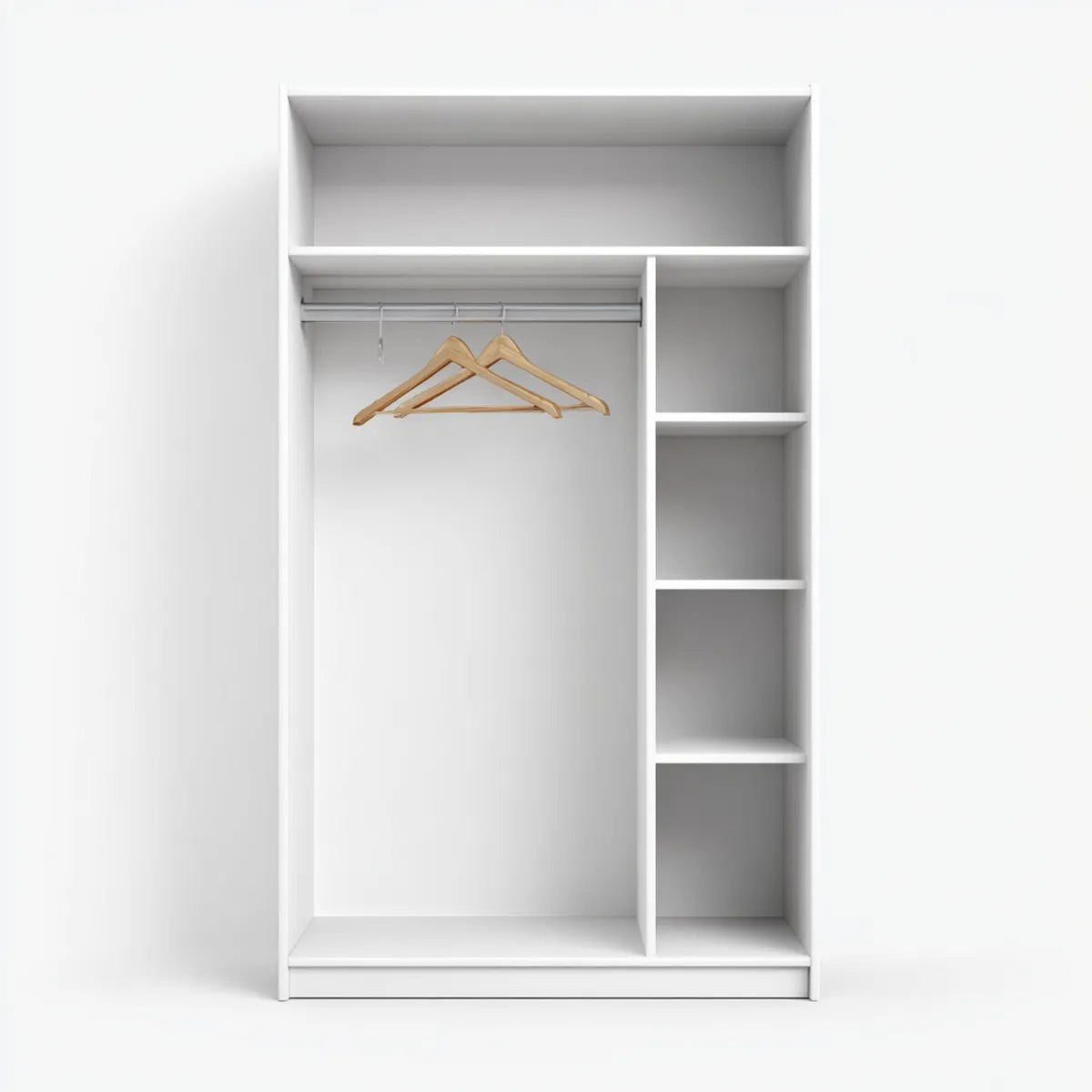 Armadio guardaroba aperto bianco 100 x 50 x 200 cm in pannello truciolare nobilitato rettangolare con ripiani e barra appendiabiti