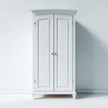 Armadio guardaroba 2 ante bianco 100 x 55 x 200 cm in pino massello e MDF rettangolare