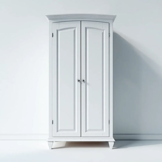Armadio guardaroba 2 ante bianco 100 x 55 x 200 cm in pino massello e MDF rettangolare