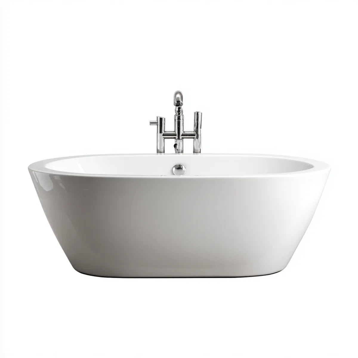 Vasca da bagno freestanding bianca 170 x 75 x 58 cm in acrilico sanitario forma ovale