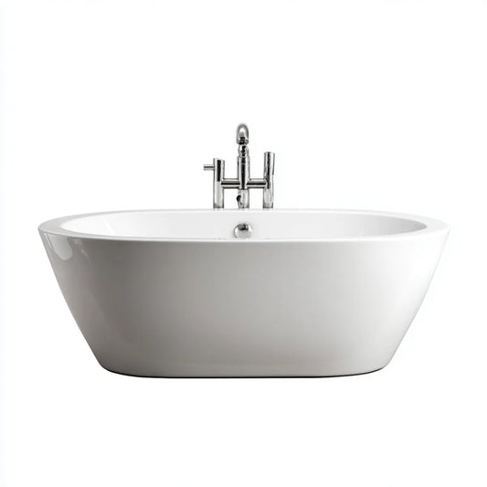 Vasca da bagno freestanding bianca 170 x 75 x 58 cm in acrilico sanitario forma ovale