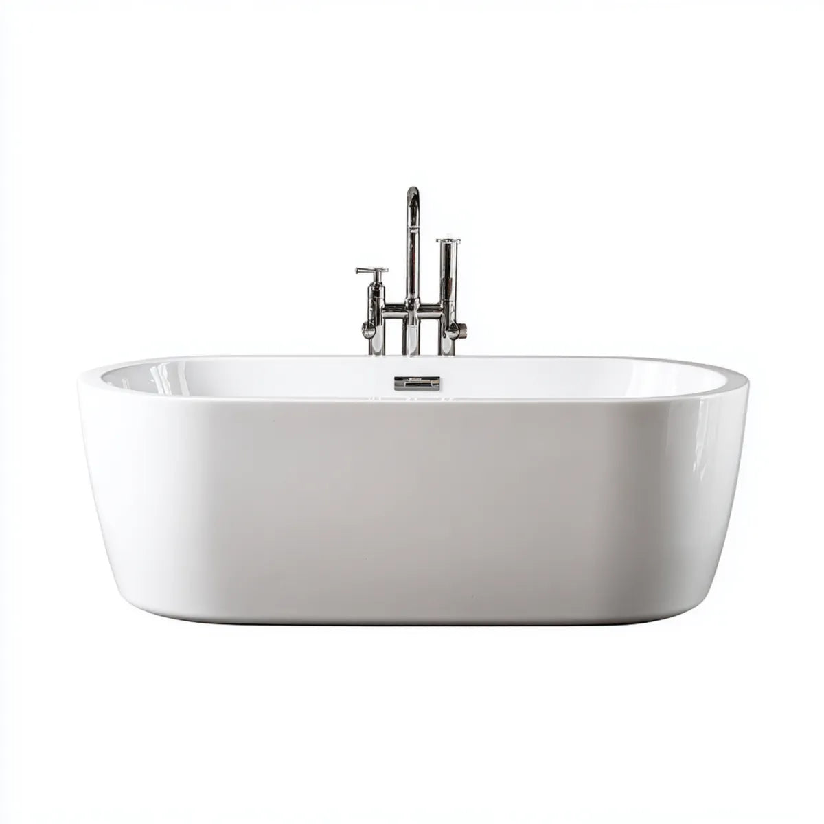Vasca da bagno freestanding bianca in acrilico ovale 170 x 75 x 58 cm