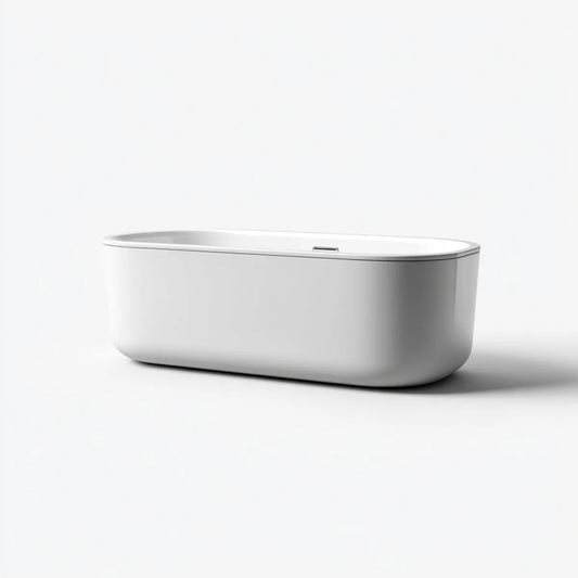 Vasca da bagno freestanding bianca in acrilico sanitario ovale 170 x 75 x 58 cm