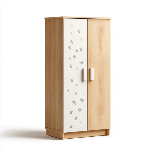 Armadio per bambini a 2 ante bianco rovere 90 x 50 x 180 cm in pannelli di particelle rettangolare
