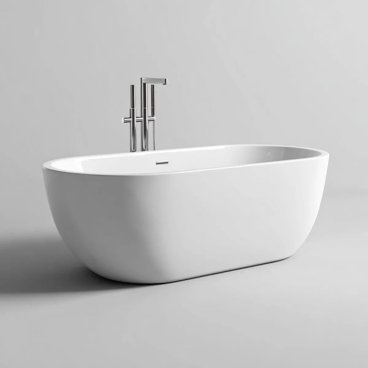 Vasca da bagno freestanding bianca 170 x 75 x 58 cm in acrilico forma ovale