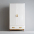 Armadio guardaroba a 2 ante bianco con 2 cassetti 90 x 50 x 190 cm in MDF rettangolare