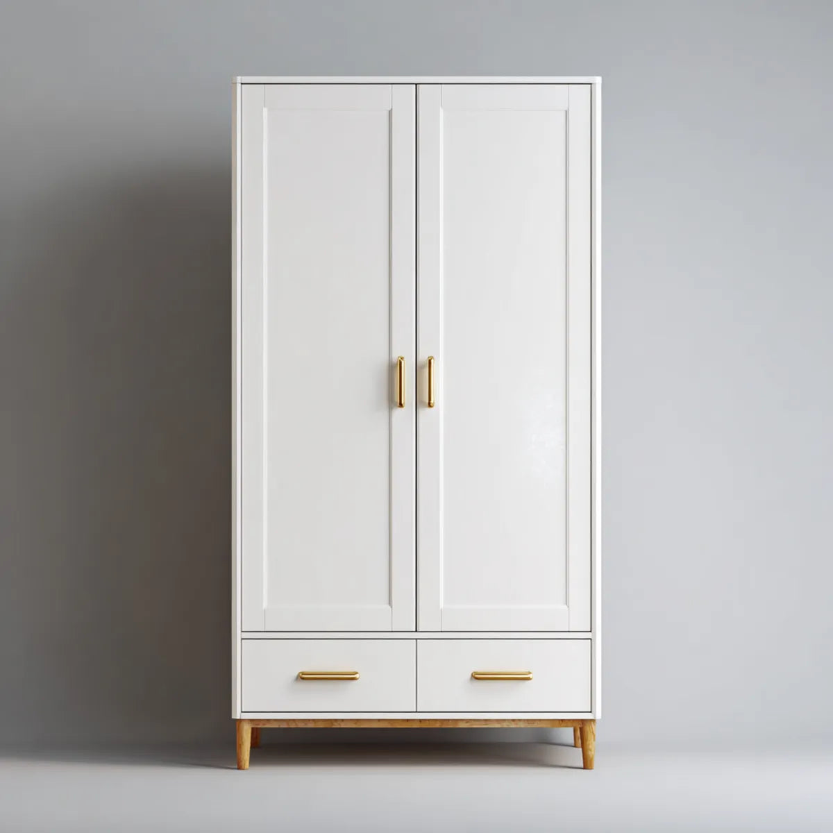 Armadio guardaroba a 2 ante bianco con 2 cassetti 90 x 50 x 190 cm in MDF rettangolare