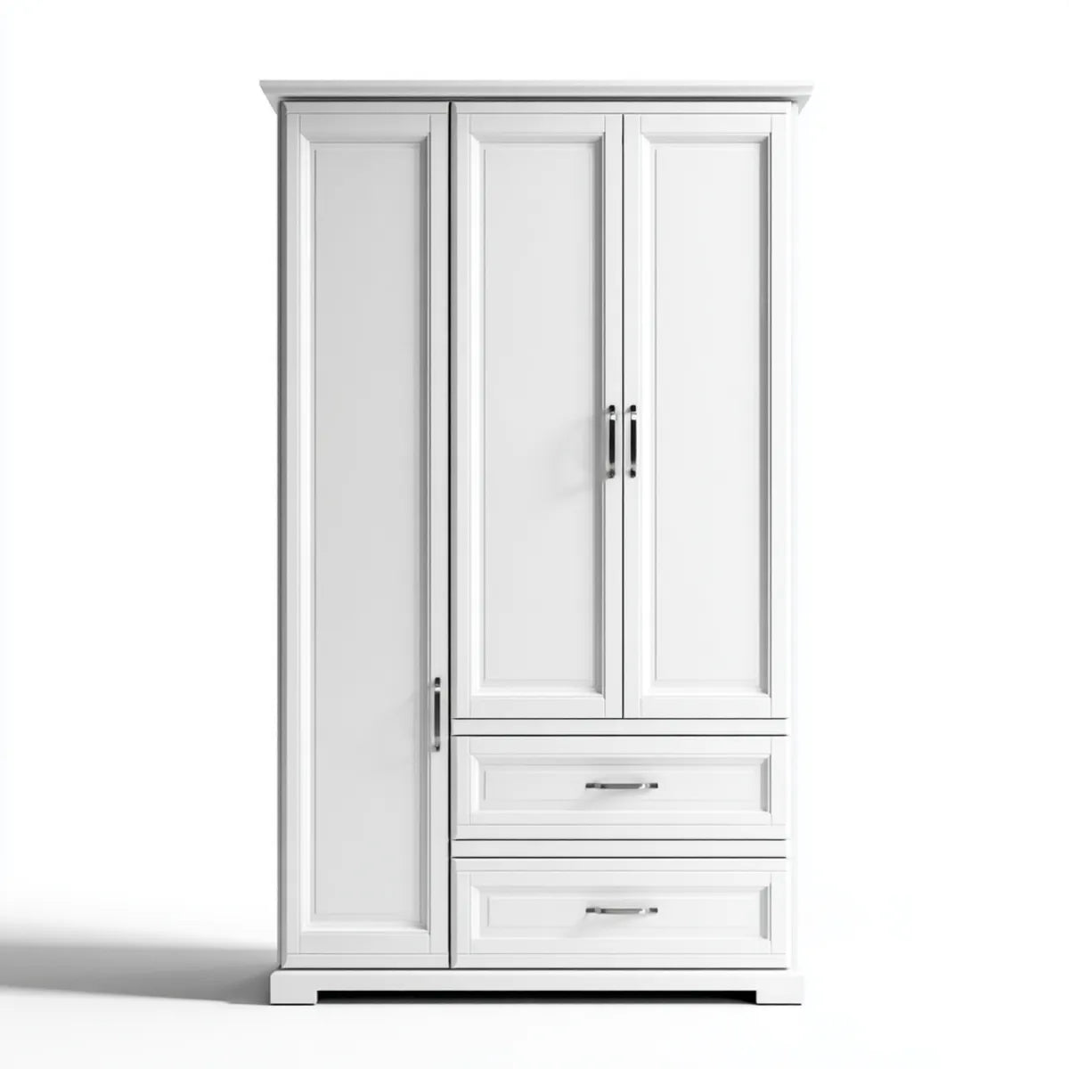 Armadio guardaroba 3 ante con 2 cassetti bianco 120 x 55 x 200 cm in MDF rettangolare