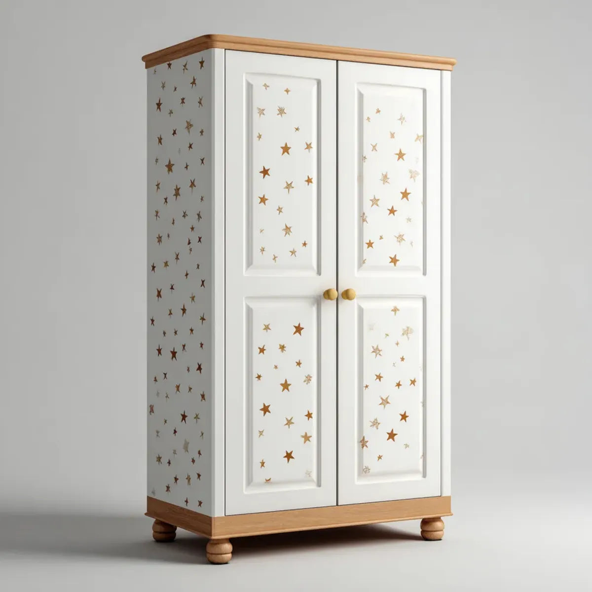 Armadio guardaroba per bambini bianco e naturale 90 x 50 x 180 cm in MDF rettangolare a 2 ante
