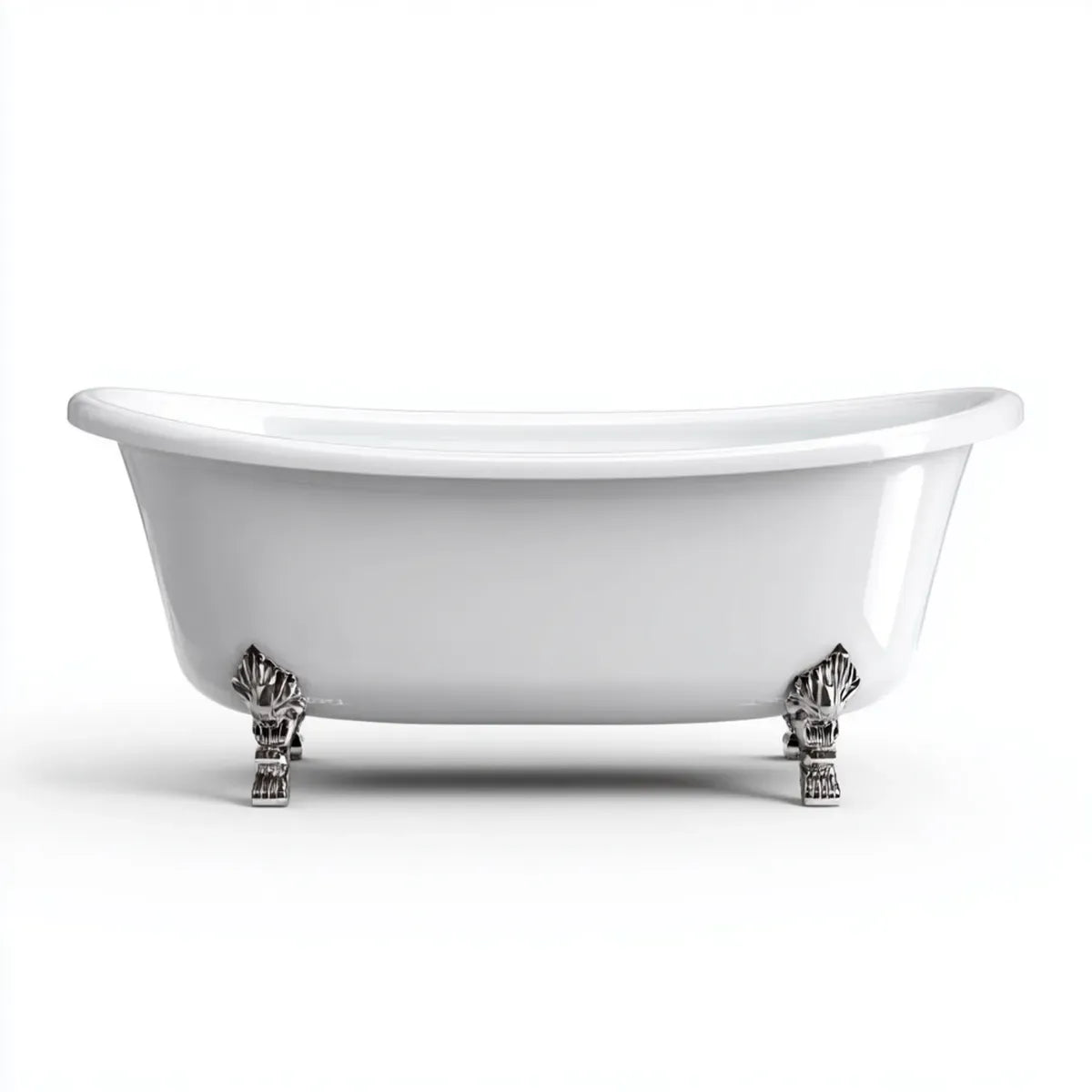 Vasca da bagno freestanding bianca 170 x 75 x 73 cm in acrilico ovale con piedini cromati
