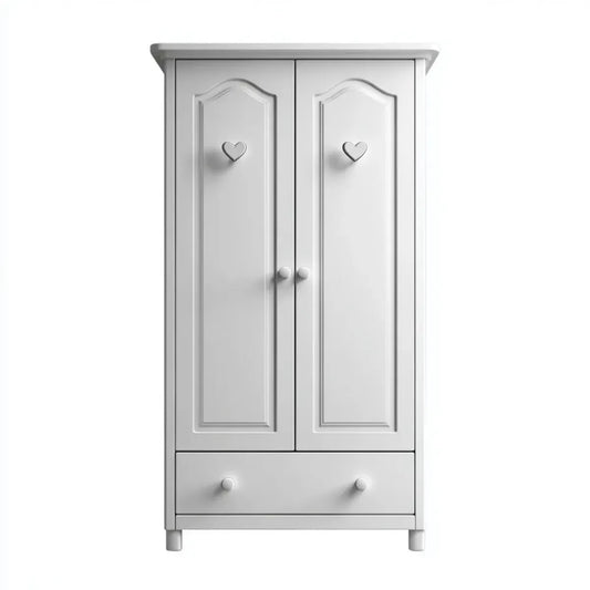 Armadio per bambini bianco a 2 ante con cassetto in MDF 90 x 50 x 180 cm