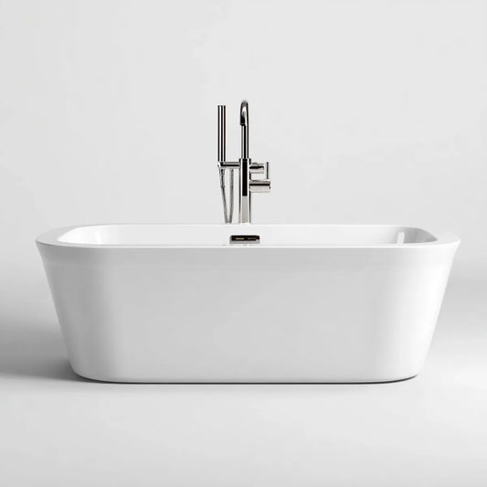 Vasca da bagno freestanding bianca 170 x 75 x 58 cm in acrilico sanitario forma rettangolare arrotondata