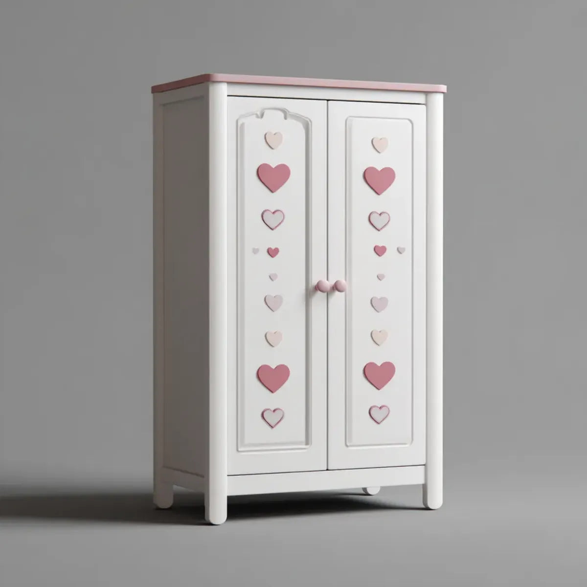 Armadio per bambini bianco e rosa con 2 ante in MDF 80 x 45 x 140 cm a forma rettangolare