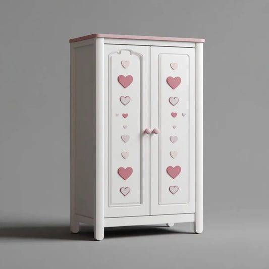 Armadio per bambini bianco e rosa con 2 ante in MDF 80 x 45 x 140 cm a forma rettangolare
