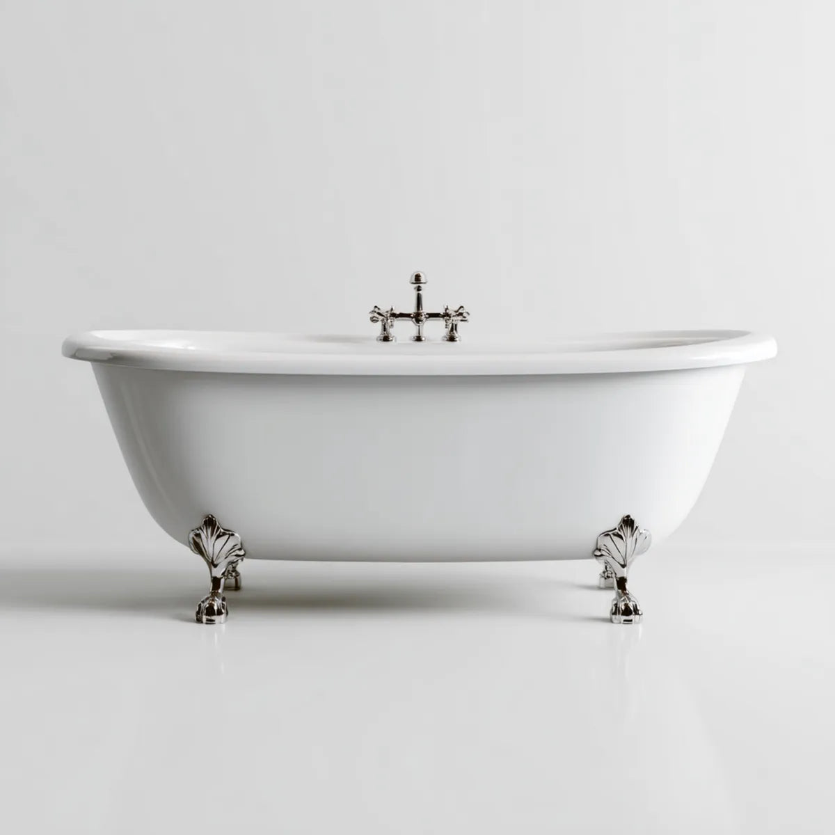 Vasca da bagno freestanding bianca 170 x 75 x 68 cm in ghisa smaltata ovale con piedini cromati
