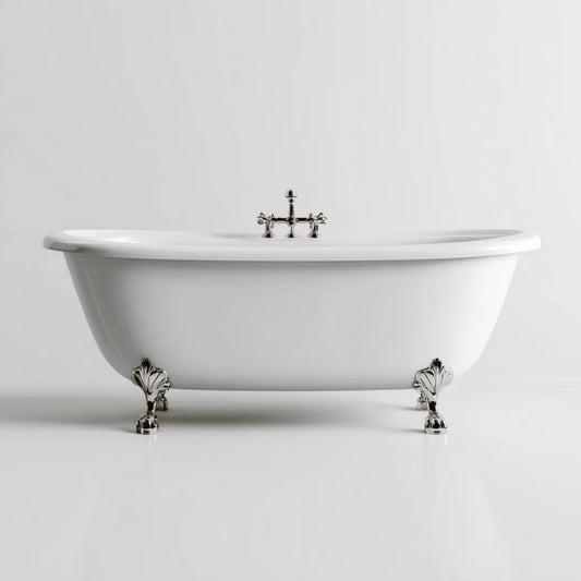 Vasca da bagno freestanding bianca 170 x 75 x 68 cm in ghisa smaltata ovale con piedini cromati