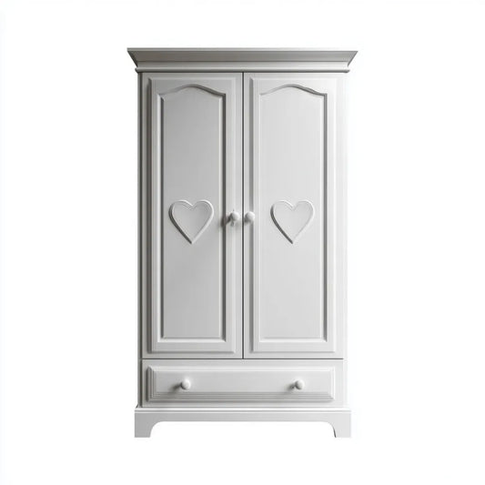Armadio per bambini a 2 ante bianco in MDF rettangolare 100 x 55 x 190 cm con cassetto